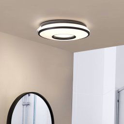 Lindby LED ceiling lamp Furgo, silver/white, plastic, IP44