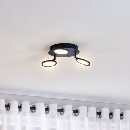 Lindby LED ceiling light Manel, black, iron, Ø 22 cm