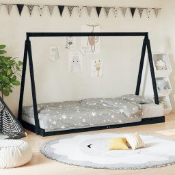vidaXL Kids Bed Frame Black 90x190 cm Solid Wood Pine