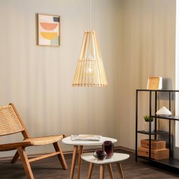 Envostar Lohr hanging light, wood, conical Ø 39 cm