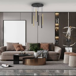 Eko-Light Monza pendant light, black/gold, 7-bulb