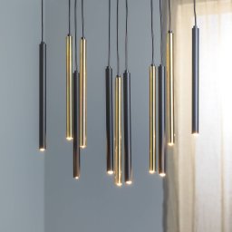 Eko-Light Monza pendant light, black/gold, 11-bulb