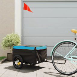 vidaXL Bike Trailer Black and Blue 30 kg Iron