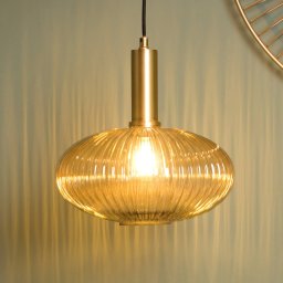Lucide Maloto glass pendant light, Ø 30 cm, amber