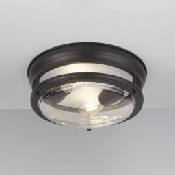 Searchlight Glasgow ceiling light with glass shade, IP44 black