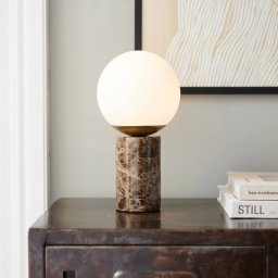Nordlux Lilly Marble table lamp, brown, glass, marble, height 29 cm
