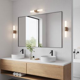 Nordlux Helva Double Basic LED bathroom wall light, wood