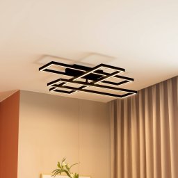 Lucande LED ceiling lamp Tjado, 94 cm long, black, metal