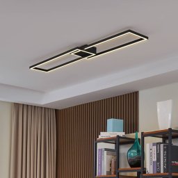 Lucande LED ceiling lamp Tjado, 120 cm long, black, metal