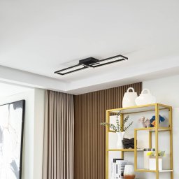 Lucande LED ceiling lamp Tjado, 100 cm long, black, metal