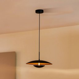 Lindby LED pendant light Tiama, metal, black/gold, Ø 40 cm