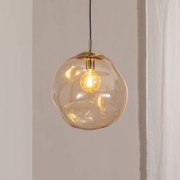 TK Lighting Sol glass pendant light, Ø 35cm, black/amber