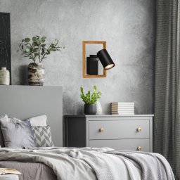 Briloner 2138015 wall spotlight in black, wooden frame