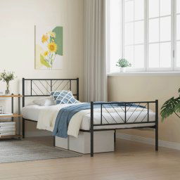 vidaXL Metal Bed Frame without Mattress with Footboard Black 80x200cm