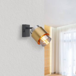 Globo Milley wall spotlight, height 17 cm, brass-coloured, metal