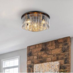 Globo Gorley ceiling light, black/smoke grey, Ø 50 cm metal/glass