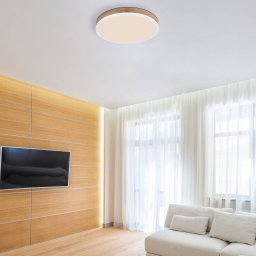 Globo LED ceiling lamp Doro Ø 45 cm wood dark/white