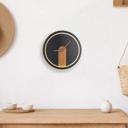 Globo Sussy LED wall lamp with clock black/wood dark