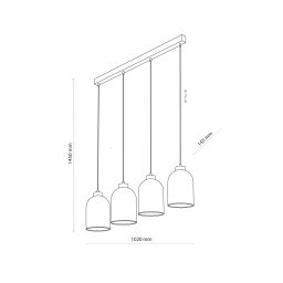 TK Lighting Satipo glass pendant light, 4-bulb, transparent