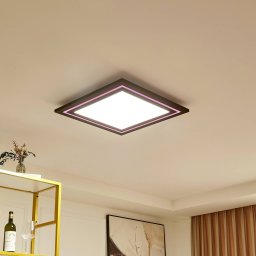 Lucande LED ceiling lamp Leicy, nickel 60 cm RGB colour flow