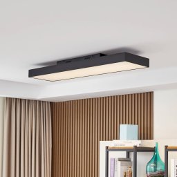Lucande LED ceiling lamp Leicy, black, 100 cm, RGBIC, CCT
