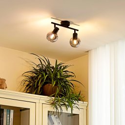 Lindby Arna ceiling light, black, 2-bulb