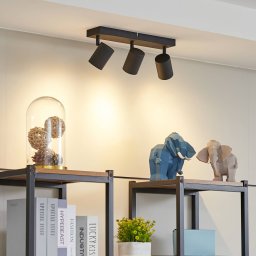 Lindby downlight Jorell, 35 cm, black, 3-bulb, metal