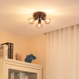 Lindby Hedvig ceiling light, round, black, 3-bulb.