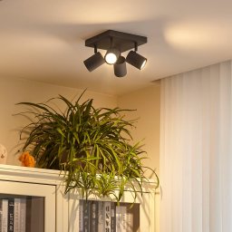 Lindby downlight Jorell, black, 20 cm, black, 4-bulb.