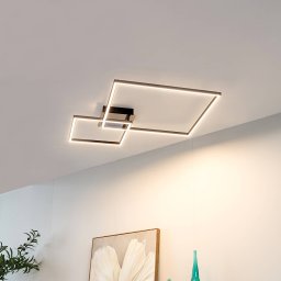 Lindby LED ceiling light Panja, 67 cm, chrome-coloured, iron