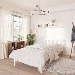 vidaXL Bed Frame without Mattress White Solid Wood Single