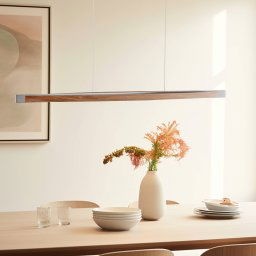 Quitani LED hanging light Kiera, oak/nickel, 118 cm