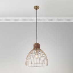 JUST LIGHT. GmbH Pendant light Alami mango wood brass matt 3-bulb.