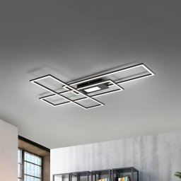 JUST LIGHT. GmbH Asmin LED ceiling light, CCT, black, 98.9x69.4cm