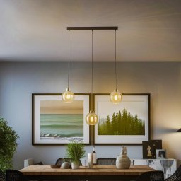 TK Lighting Devi pendant light, amber, 3-bulb, linear hanging light