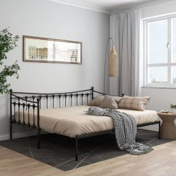 vidaXL Pull-out Sofa Bed Frame without Mattress Black Metal 90x200 cm