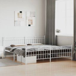 vidaXL Metal Bed Frame without Mattress with Footboard White 200x200cm