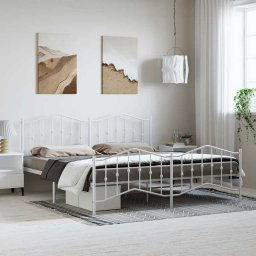 vidaXL Metal Bed Frame without Mattress with Footboard White 183x213cm