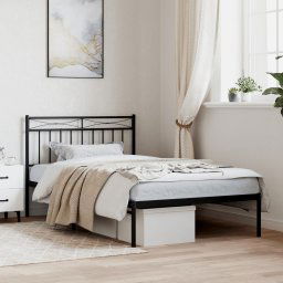 vidaXL Metal Bed Frame without Mattress with Headboard Black 107x203cm