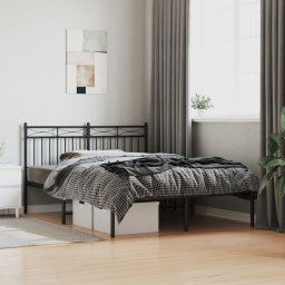 vidaXL Metal Bed Frame without Mattress with Headboard Black 140x190cm