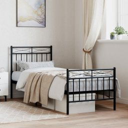 vidaXL Metal Bed Frame without Mattress with Footboard Black 80x200cm
