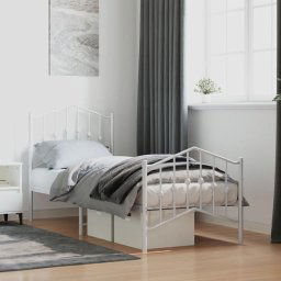 vidaXL Metal Bed Frame without Mattress with Footboard White 75x190cm