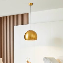 Lucande LED hanging light Lythara, brass, Ø 40 cm, aluminium