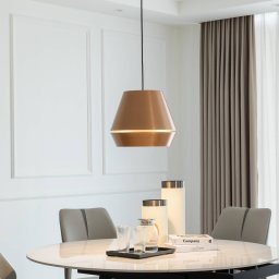 Lucande Mynoria LED pendant light, copper, aluminium, Ø 35 cm