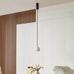 Lucande LED pendant light Darkorin, white, round, plaster, Ø 12 cm