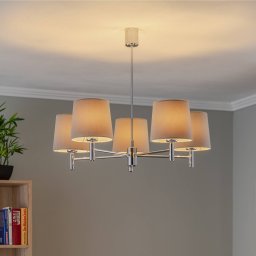 Argon Bono pendant light, 5-bulb, chrome/grey