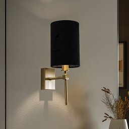 Argon Azzi wall light with textile shade, 1-bulb, black