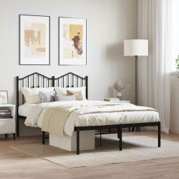 vidaXL Metal Bed Frame without Mattress with Headboard Black 120x200cm