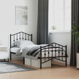vidaXL Metal Bed Frame without Mattress with Footboard Black 80x200cm