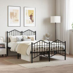 vidaXL Metal Bed Frame without Mattress with Footboard Black 120x190cm